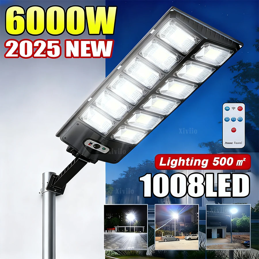 

6000 Вт 10008LED солнечные наружные фонари с датчиком движения настенный светильник солнечный свет уличный фонарь водонепроницаемый внешний солнечный светильник
