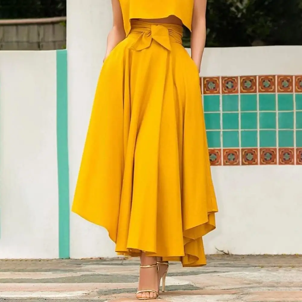 Fashion High Waist Maxi Skirts Women Spring Sundress A Line 2023 Casual Elastic Waist Long Vestidos Female Solid Robe