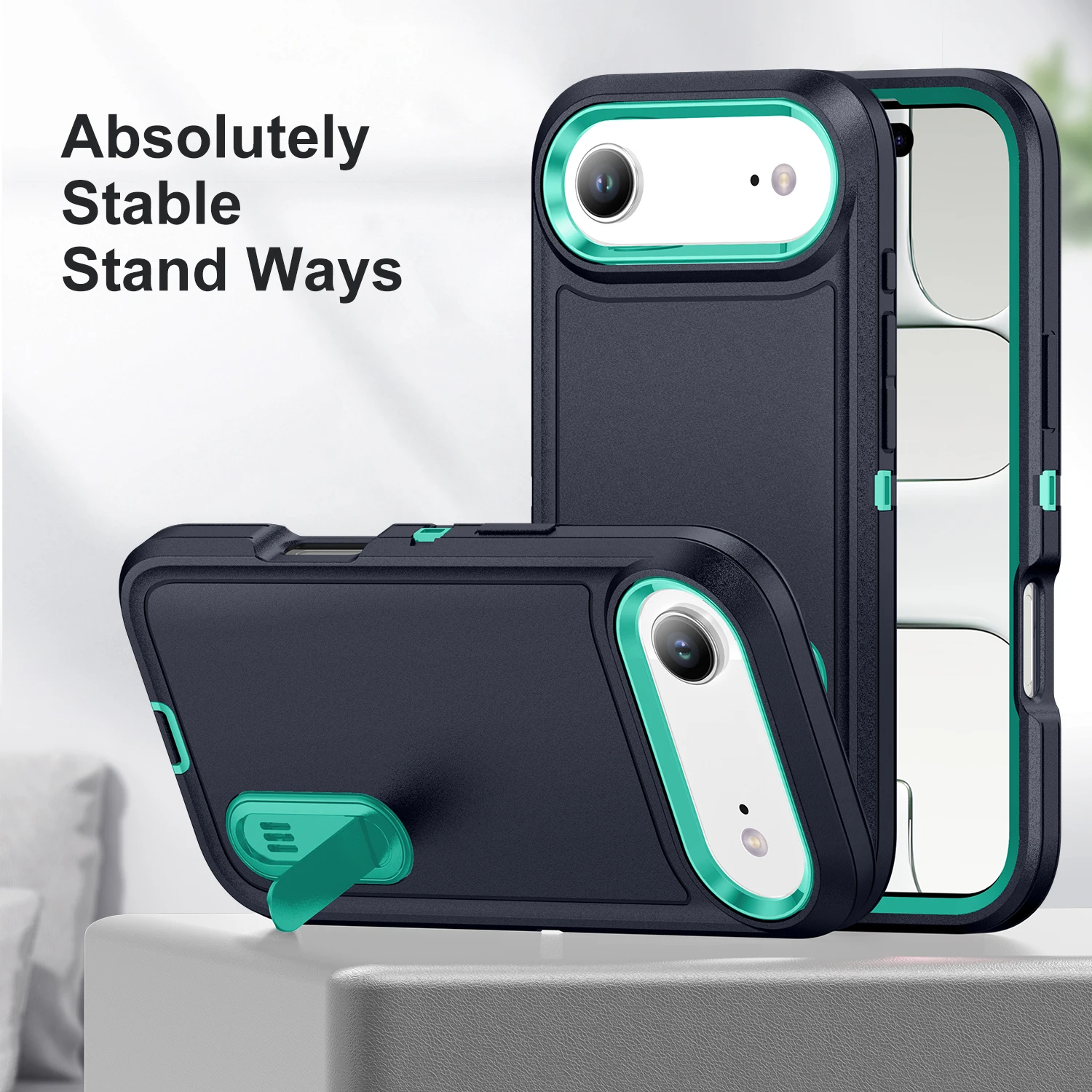 Suporte à prova de choque capa equipada para iphone air 16 17 pro max plus iphone17 bolsa de telefone de proteção resistente