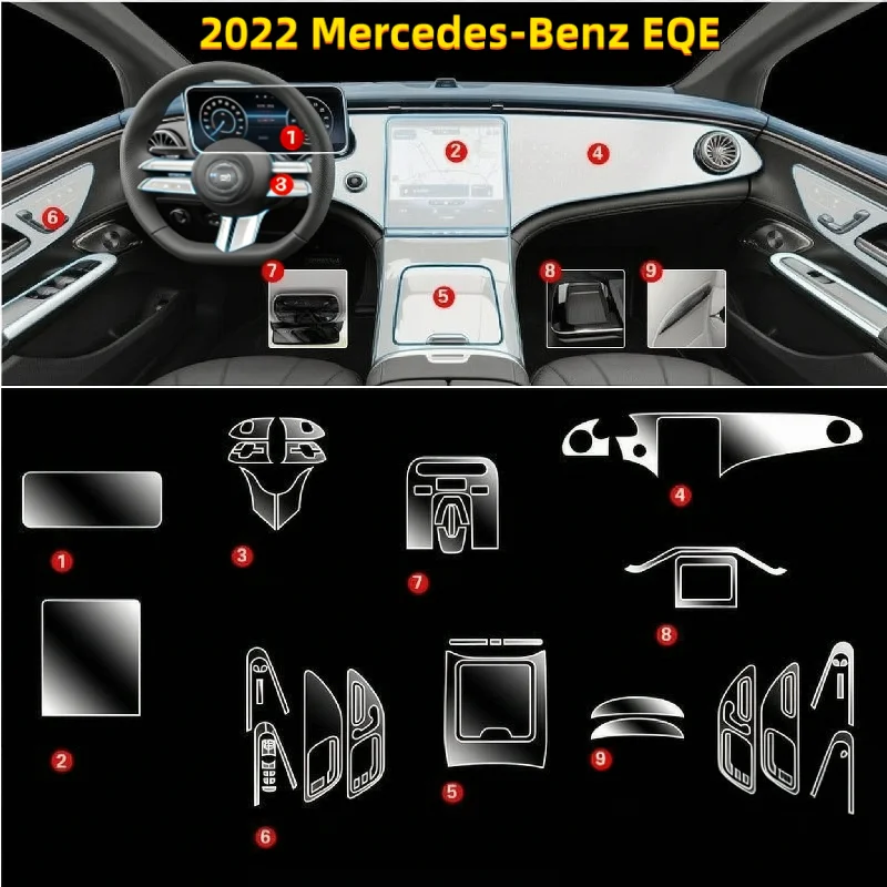 For 2022 Mercedes-Benz EQE Interior Film Center Console Instrument Cluster Screen Car Interior Transparent Protective Film