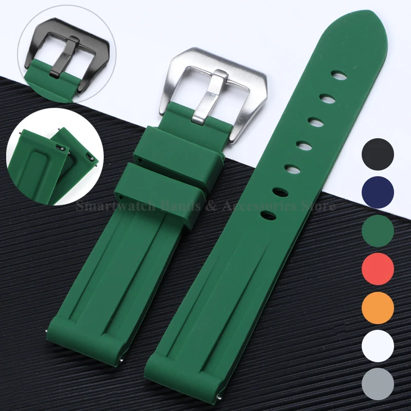 

20mm 22mm 24mm 26mm Silicone Soft Watch Band for Men Women Universal Quick Release Bracelet Metal Pin Buckle Watch Accessories