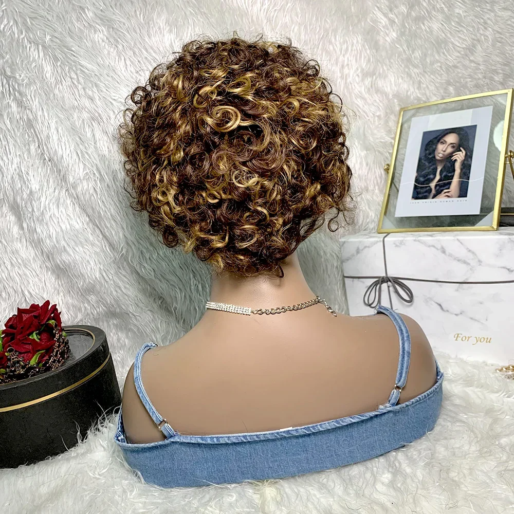 

Brazilian Kinky Curly Human Hair Wigs 13x1 Part Lace Wig Nature Hairstyle 99j Red Bob Short Wig 8 Inch Pixie Cut Human Hair Wigs