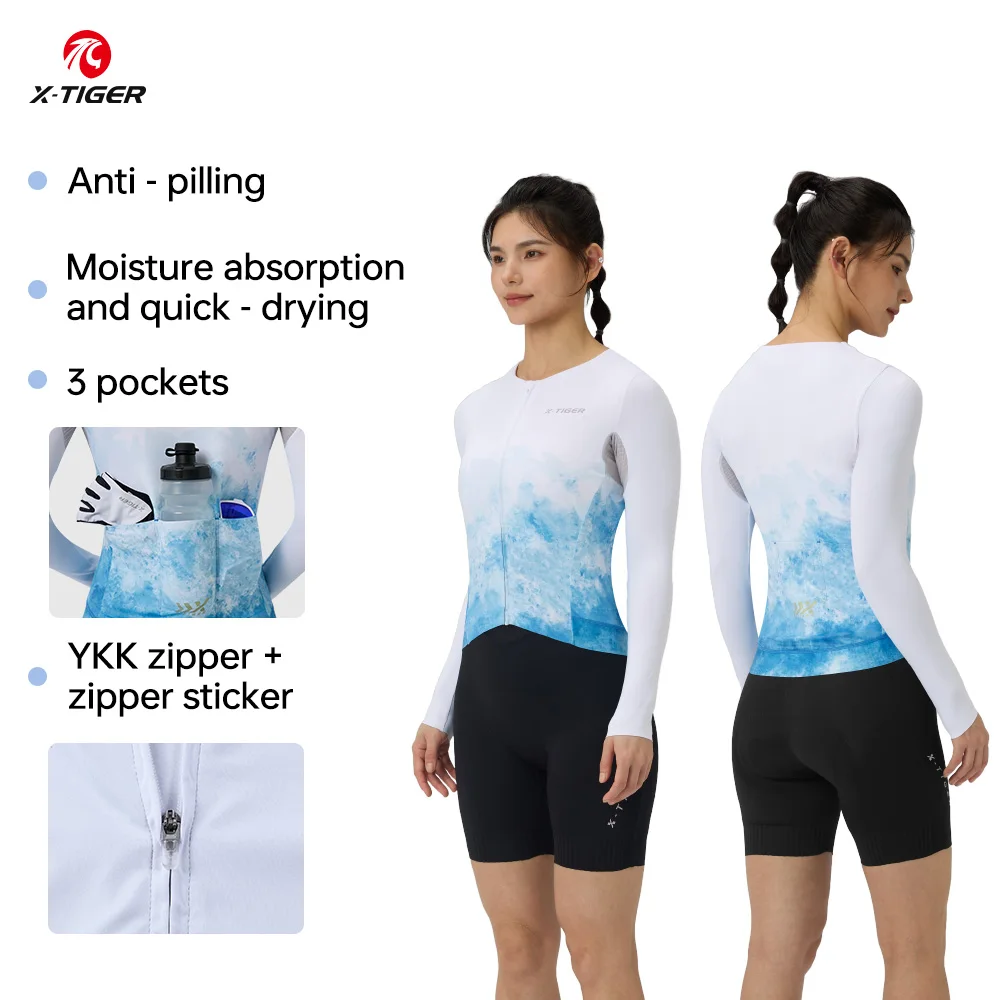 X-TIGER Cycling Jersey Women Long Autumn Road Bike Jersey Women's breathable Bicycle Sports Clothing Breathable Long sleeve