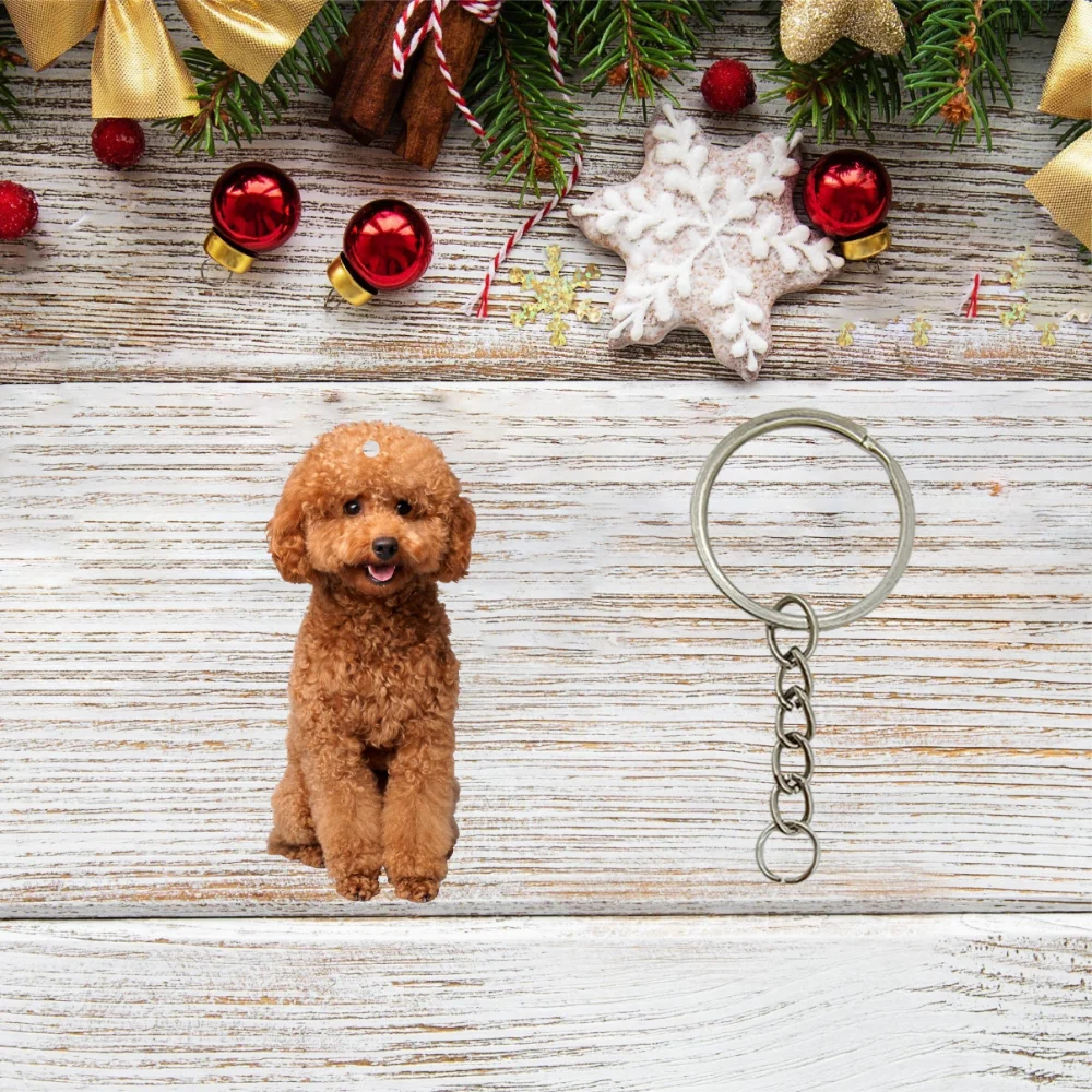 2D Happy Teddy Keychain Cute Puppy Pendant Acrylic Versatile Charm Dog ,Decor for Car Mirror,Backpacks,Festive,Party,Gift