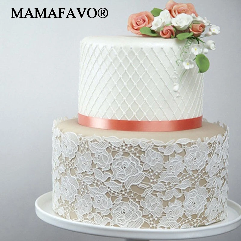 Grids Diamond Lace Cake Silicone Mold Fondant Mousse Sugar Craft Icing Mat Pad Cake Decoration Tool Pastry Baking Tools K486 - view 3
