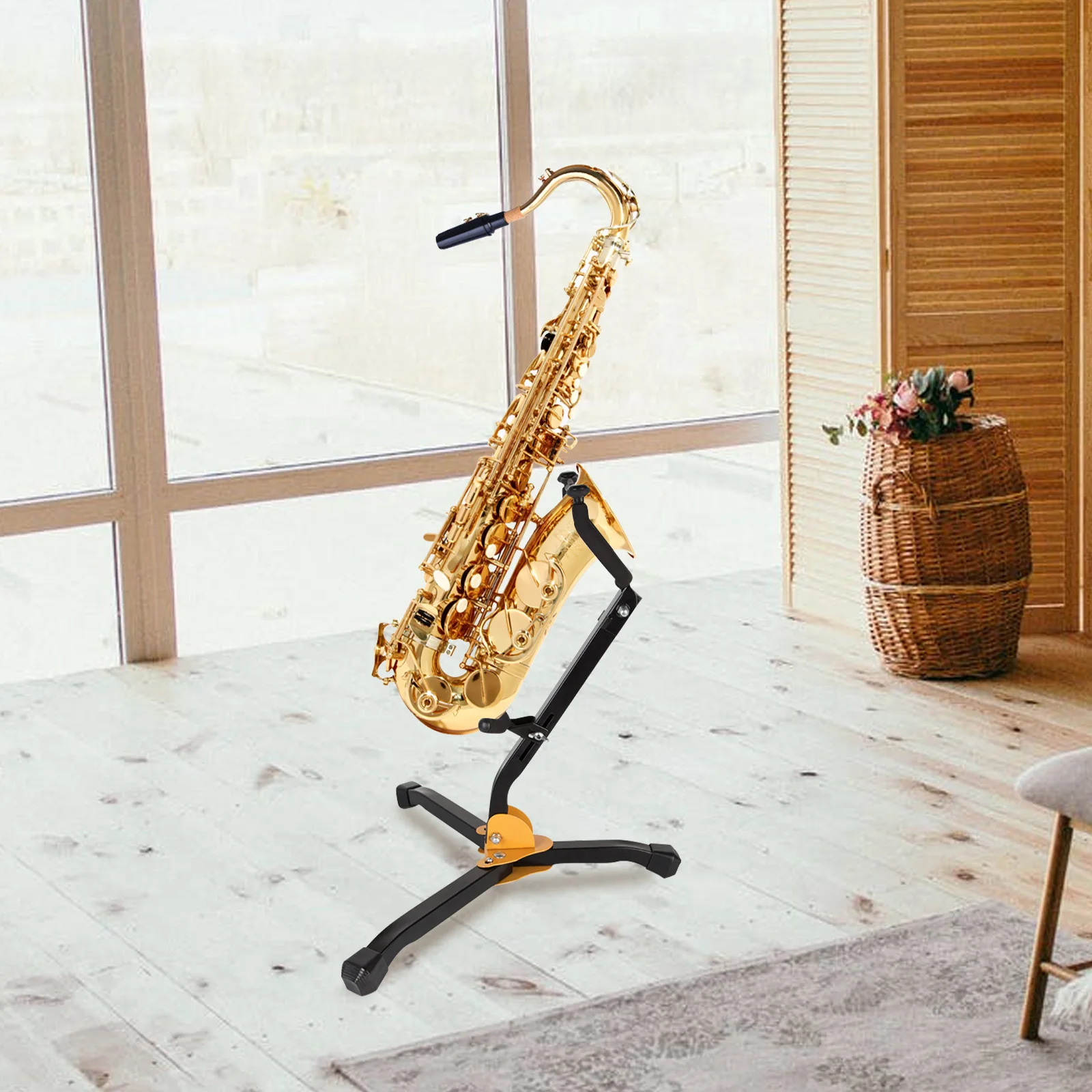 

Foldable Saxophone Stand Iron Durable Alto Tenor Saxophone Display Rack Portable Practical Holder Practical Alto Sax Holder