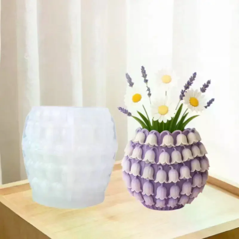 3D Lily Of The Valley Shaped Flower Pot Storage Silicone Mold For Home Decoration Ornament Handmade DIY Pen Holder Mold