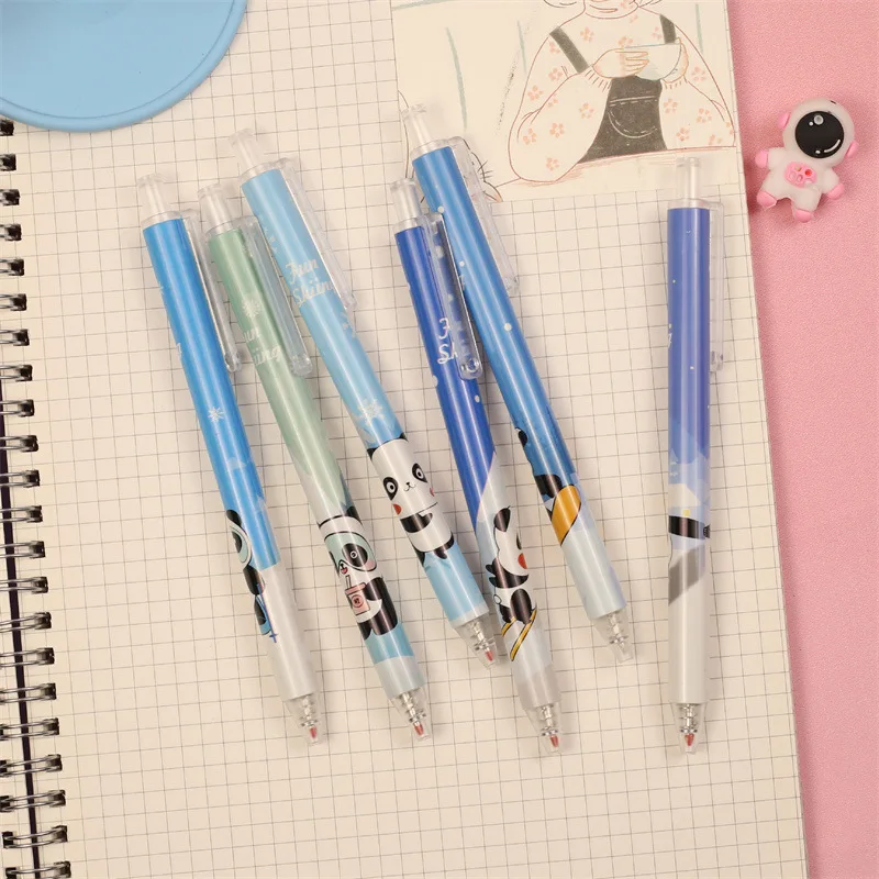 0.5mm Kawaii Soft Rubber Cutie Panda Face Smile Gel Ink Pens Cute School Office Writing Supplies Gift Stationery Prizes