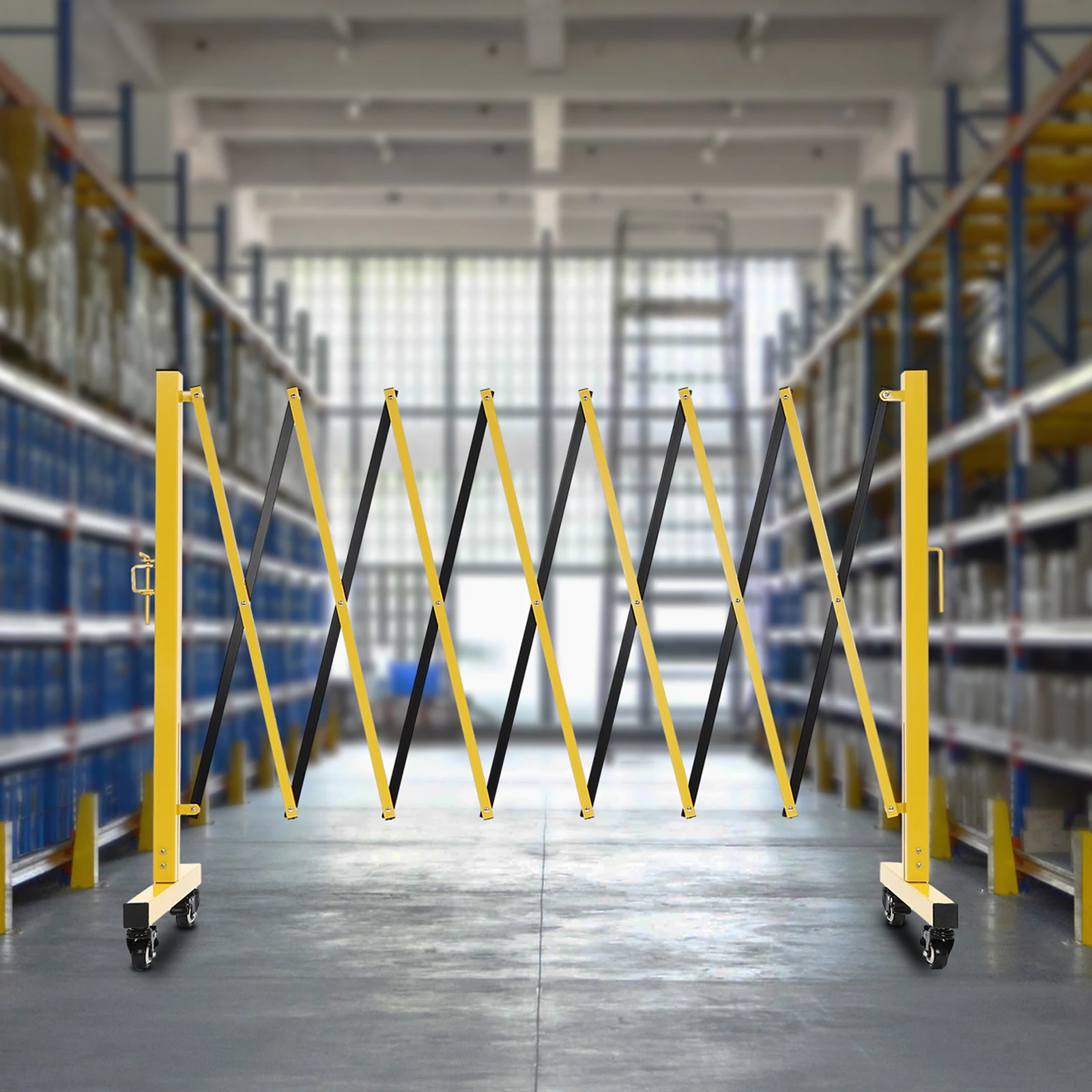 

11.5*3.3ft Mobile Barrier Gate, Adjustable Traffic Fence, Foldable Design