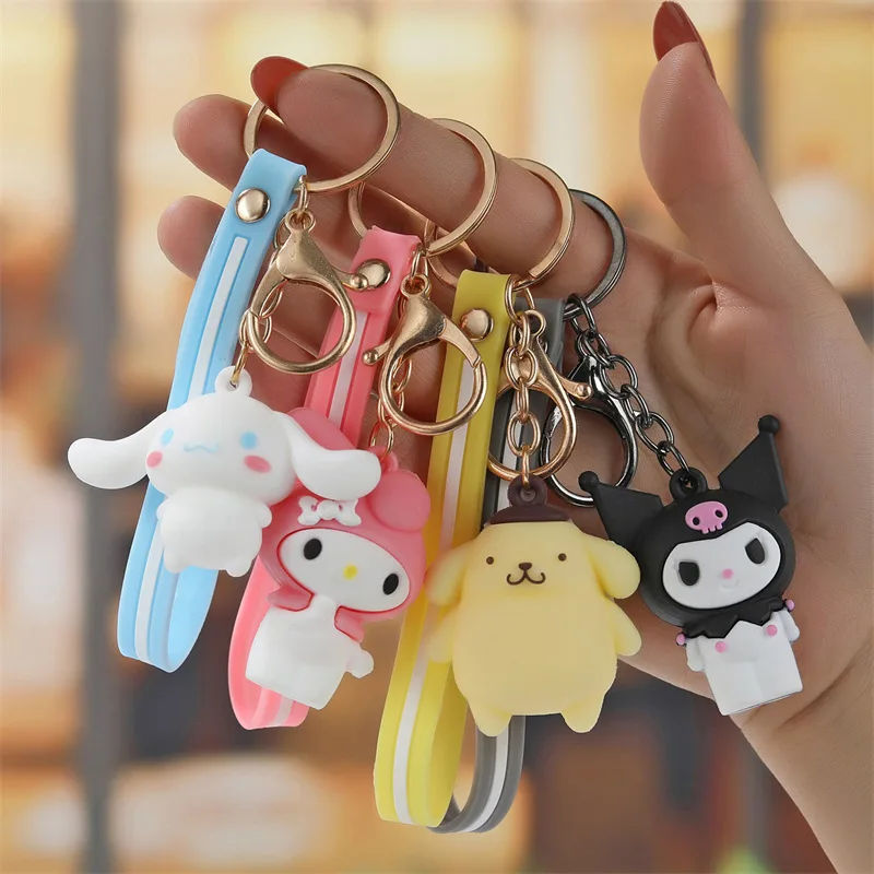 14 Styles Kawaii Cinnamoroll Pompompurin My Melody Kuromi Xo Cute Car Anime School Bag Keychain