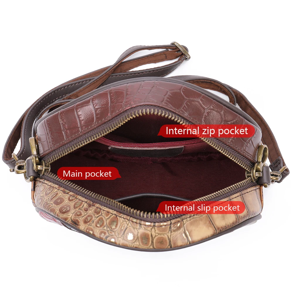 WESTAL Mini Women's Leather Bags Mix-color Round Design Bag for Women's Shoulder Bag Genuine Leather Small Crossbody Bags Purse