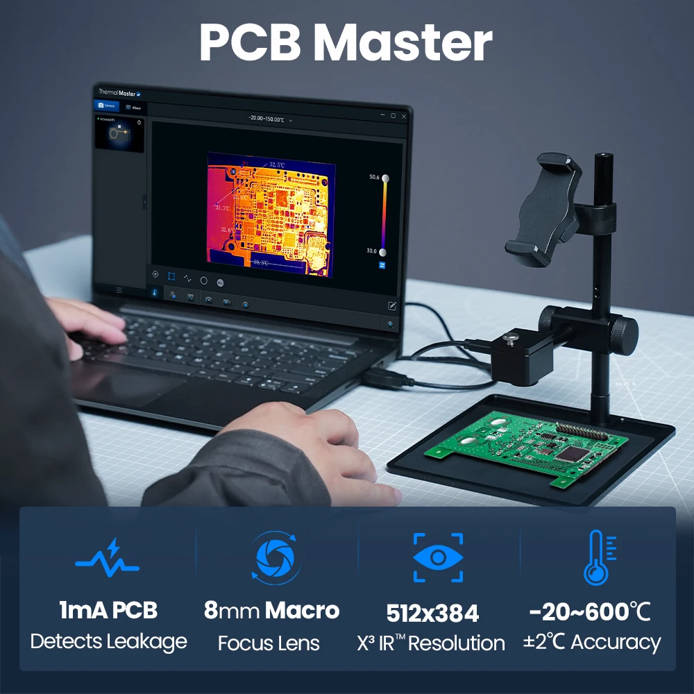 iphone and Android P3 Thermal Camera Type-C Macro Lens Infrared imaging Camera for PCB Circuit Home Inspection 600℃ 512*384