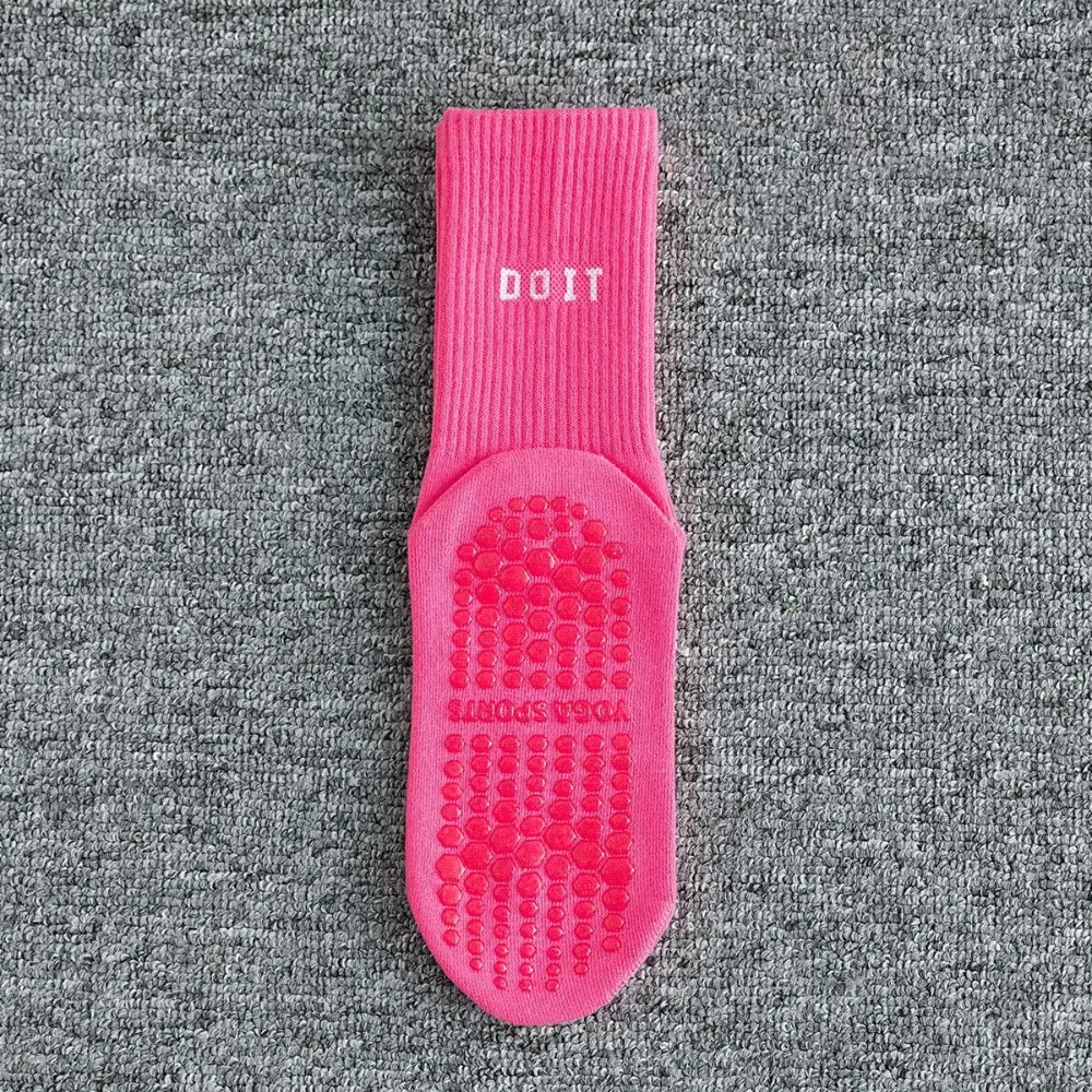 

2 шт. хлопковые носки для йоги до середины икры, дышащие однотонные полосатые спортивные носки, носки для танцев, фитнеса и тренировок, противоскользящие носки для пилатеса