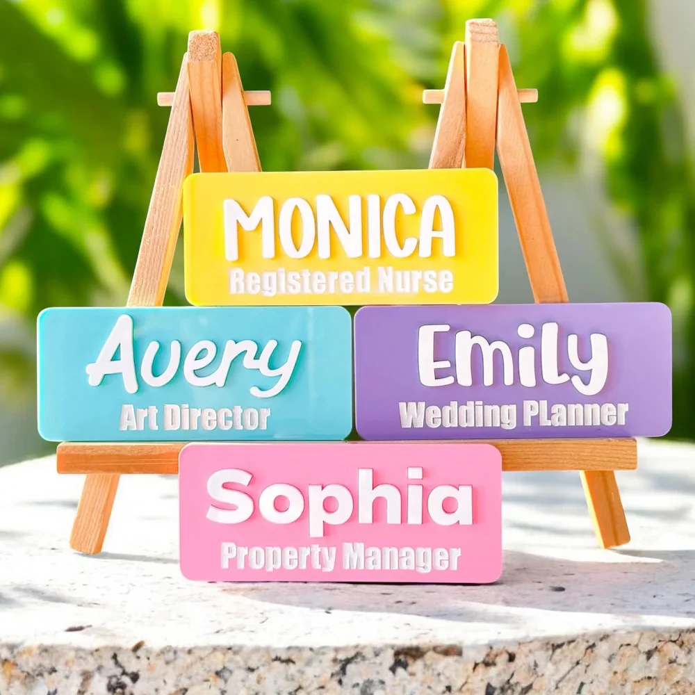 Custom Name Brooch Personalized Font Color Selection Acrylic Custom Brooch Pins Doctor/Nurse/Teacher/Student Job Badge Brooch view 2