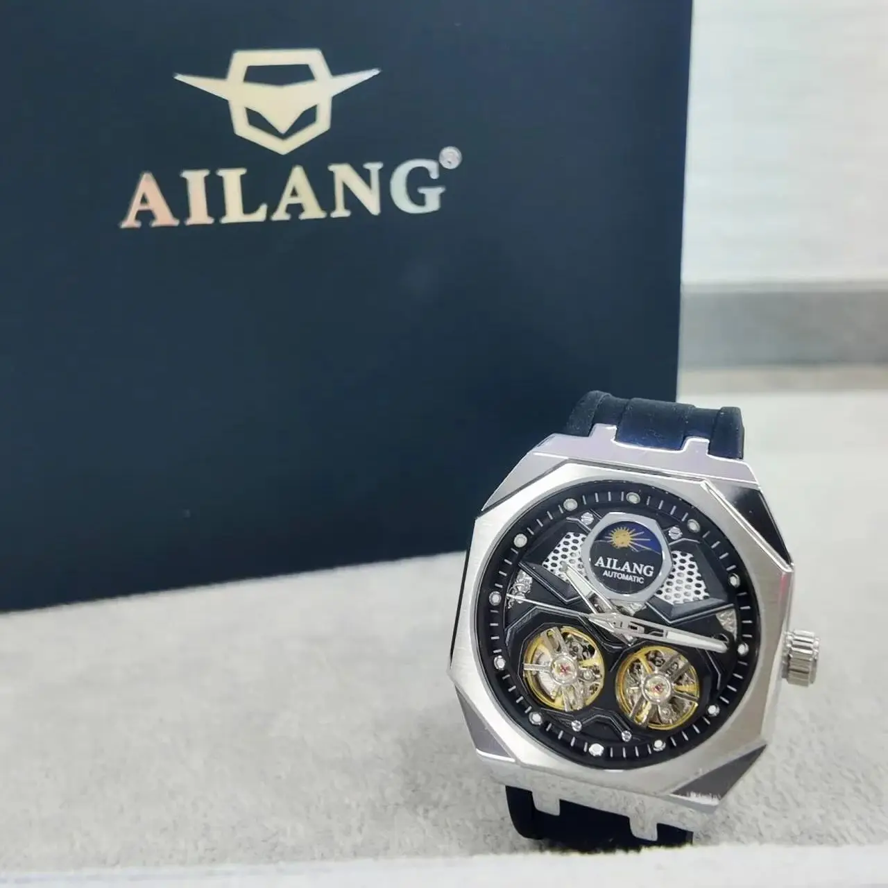 China Factory Good Newest Fashion AILANG Double Tourbillon Mechanical Flywheels Watch Automatic Waterproof OEM Custom Logo 8839