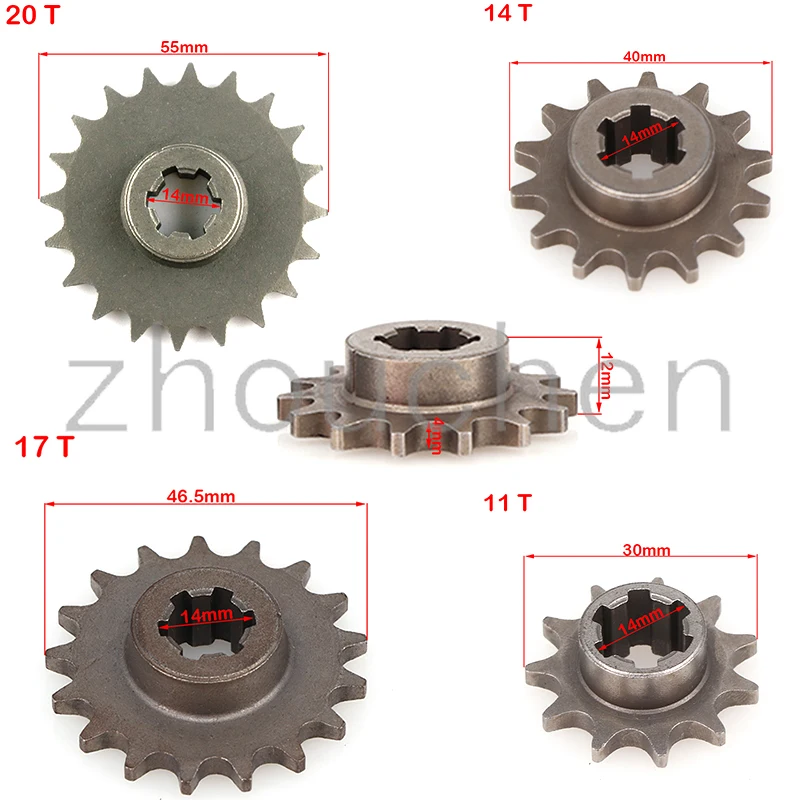 Front Gear Box Sprocket T8F 11T 14T 17T 20T Pinion Sprocket Chain Cog Metal For 47cc 49cc Minimoto ATV Mini Bike Moped Scooter