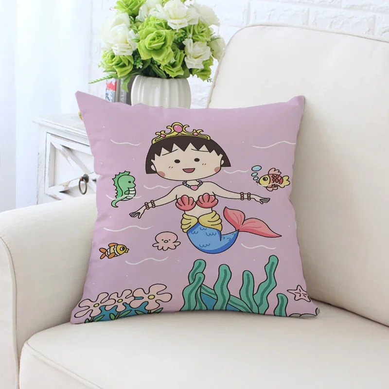 45x45cm sofa cushion cover C-Chibi Maruko chan anime printed pillow cover children's room bedside cushion50x50cm