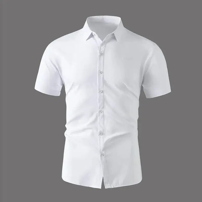 Neues Herren-Business-Casual-Hemd, einfarbig, kurzärmelig, für Sommermode, kein Bügeln, weiches, bequemes und vielseitiges Oberteil