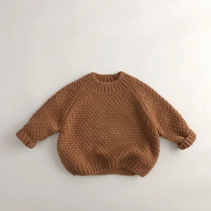 

MILANCEl Winter Kids Sweaters Classcial O Neck Girls Pullover 3 Colors Boys Base Knitwear