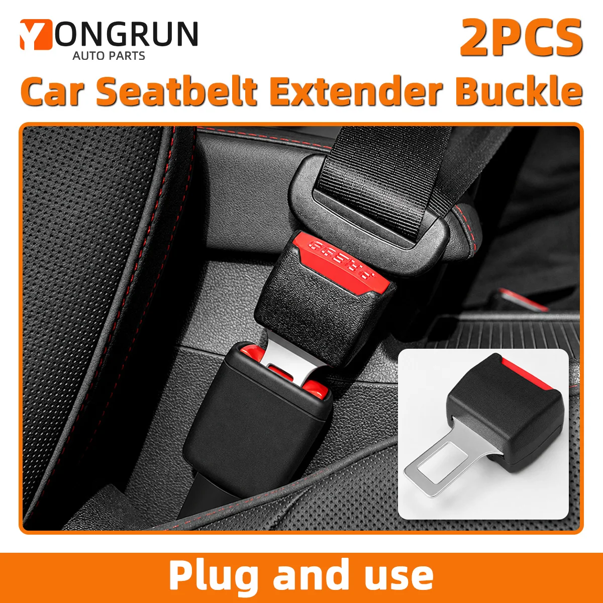 2 Stück Auto-Sicherheitsgurt-Verlängerungsclip, Sicherheitssitz-Verschluss, Gurtclip-Verlängerer, einfache Installation, Auto-Zubehör – Detail 1