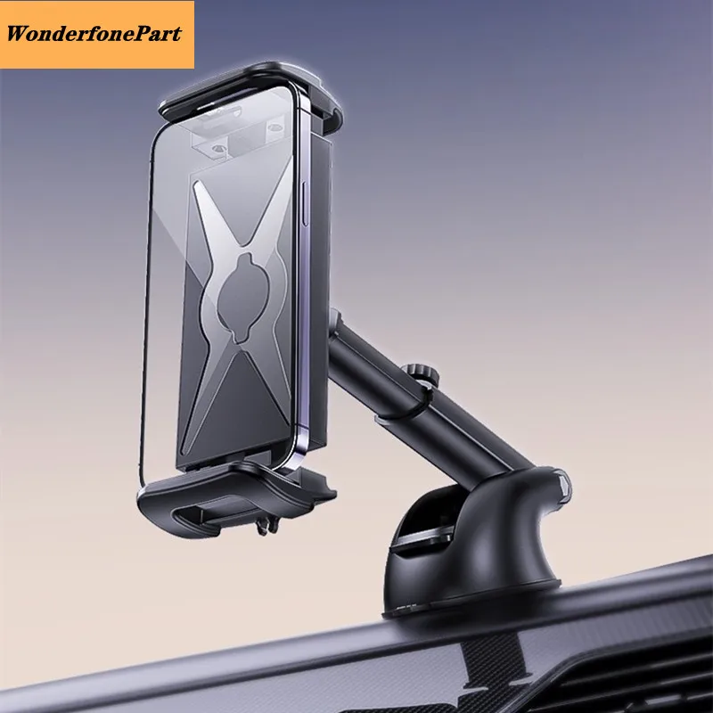 

Автомобильный держатель для планшетов (iPad, Redmi Pad Pro, Xiaomi) на лобовое стекло и приборную панель, с шарнирной подставкой