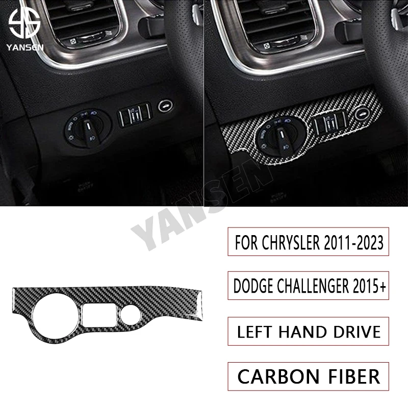 

Car Headlight Switch Cover Trim Carbon Fiber Sticker For Dodge Charger Challenger 2015+ For Chrysler 300 300C 2011-2023