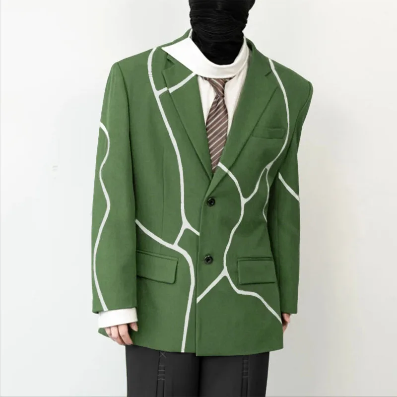 

INCERUN мужской пиджак с лацканами и длинными рукавами в стиле пэчворк на пуговицах, повседневный мужской костюм, уличная одежда, свободный 2021, модные мужские пальто для отдыха, пиджак