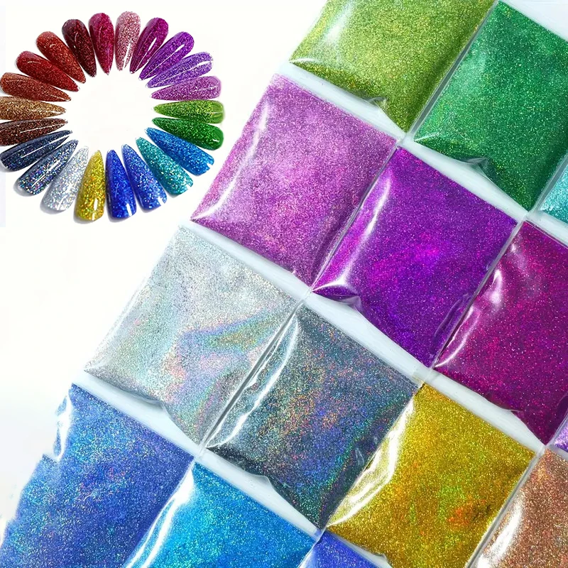 Holographisches, ultrafeines Nagelglitzerpulver, 50 g/Beutel, DIY-Handwerk, Oberflächendekoration für Handyhülle, Silikonformen, Schmuckherstellung