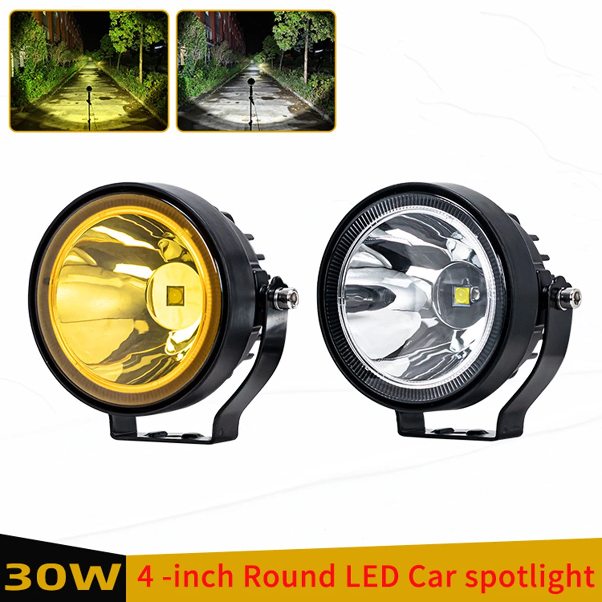 

4Inch LED Work Light Spotlight 12V 48V Super Bright Yellow White round for 4x4 Offroad Motorcycle Car ATV Boat Racing