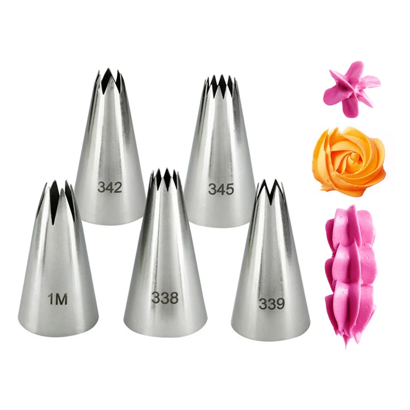 Medium Open Star Tips Stainless Steel Icing Piping Nozzles Cake Decorating Pastry Tip Sets Cupcake Tools Bakeware