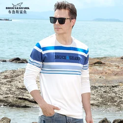 T-shirt da uomo nuove girocollo manica intera Bruce & Shark moda casual cotone spesso abbigliamento da uomo biancheria intima di lusso taglia grande 4XL