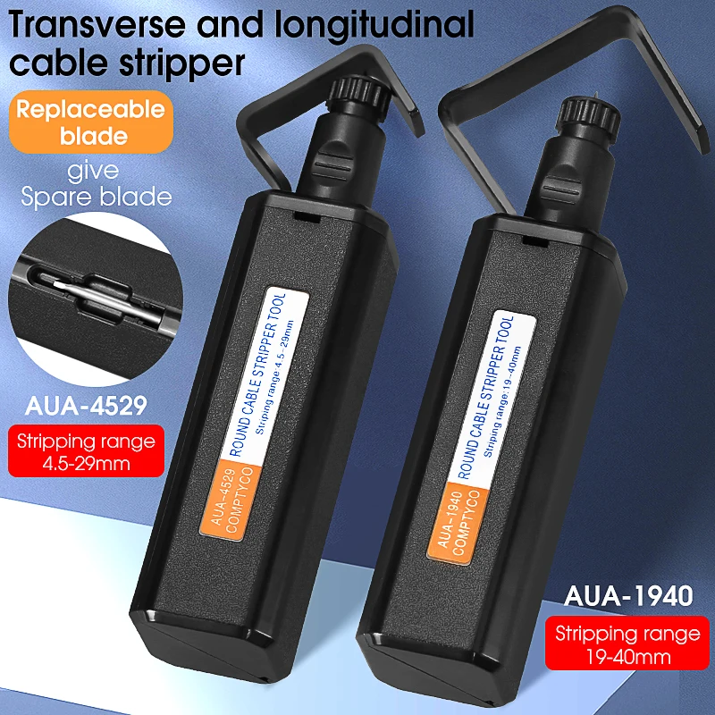 COMPTYCO AUA-1940/4529 Optical Fiber Round Cable Stripper Fiber Optic Tool Cable Jacket Slitter Longitudinal transverse Dual use