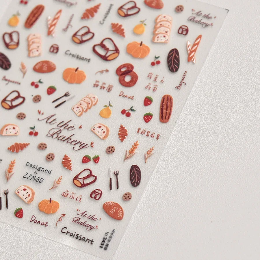 5D Pudding-Gelee-Dessert-Frucht-Kirsch-Rosa-Klauenabdruck-Schleifenknoten-Liebesherz-Sterne-Nagelkunst-Aufkleber, selbstklebende Maniküre-Dekoration – Detail 17