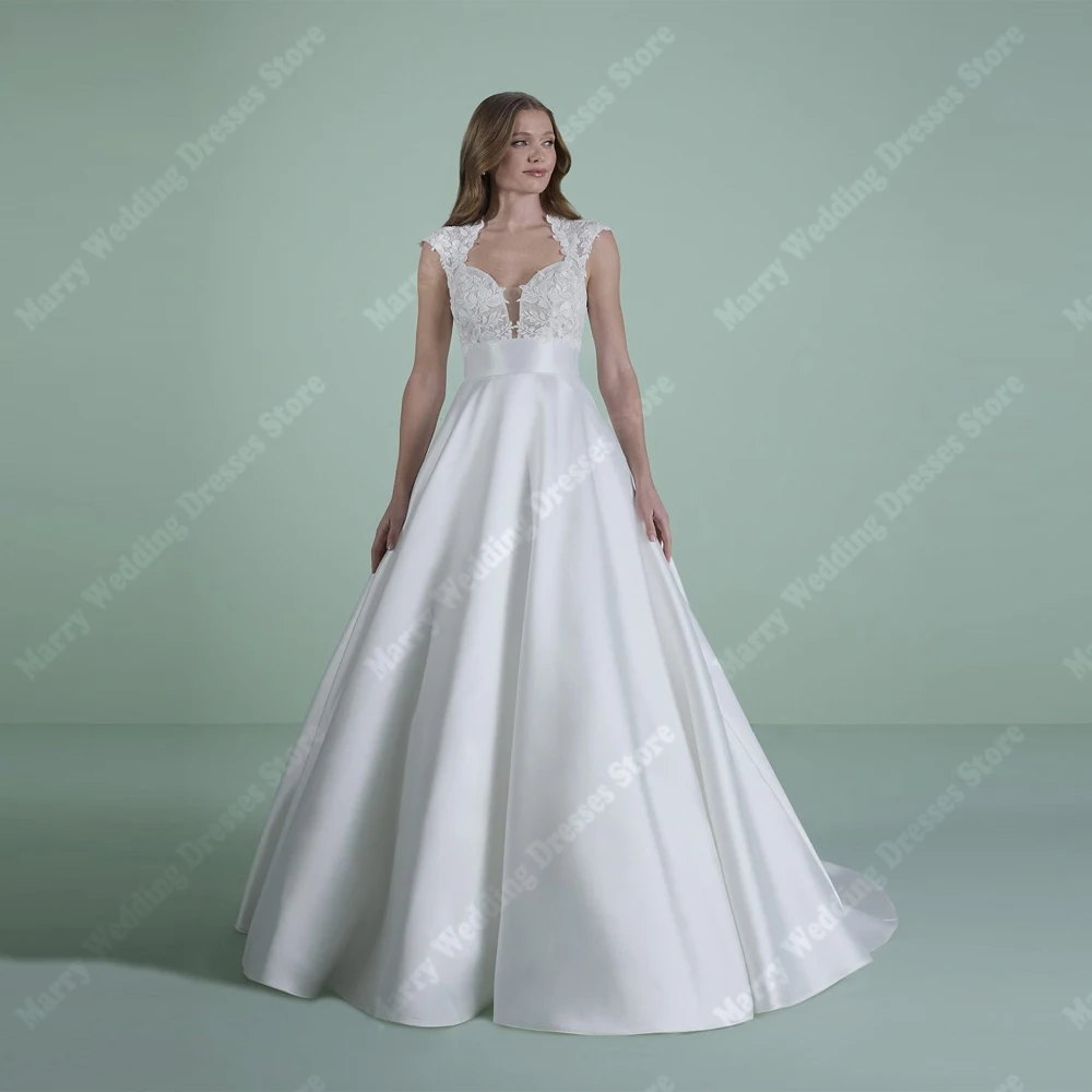 

2025 Elegant A-Line Women Wedding Dresses Sweetheart Collar Bridal Gowns Banquet Sleeveless Princess Party Vestido De Novia Boda