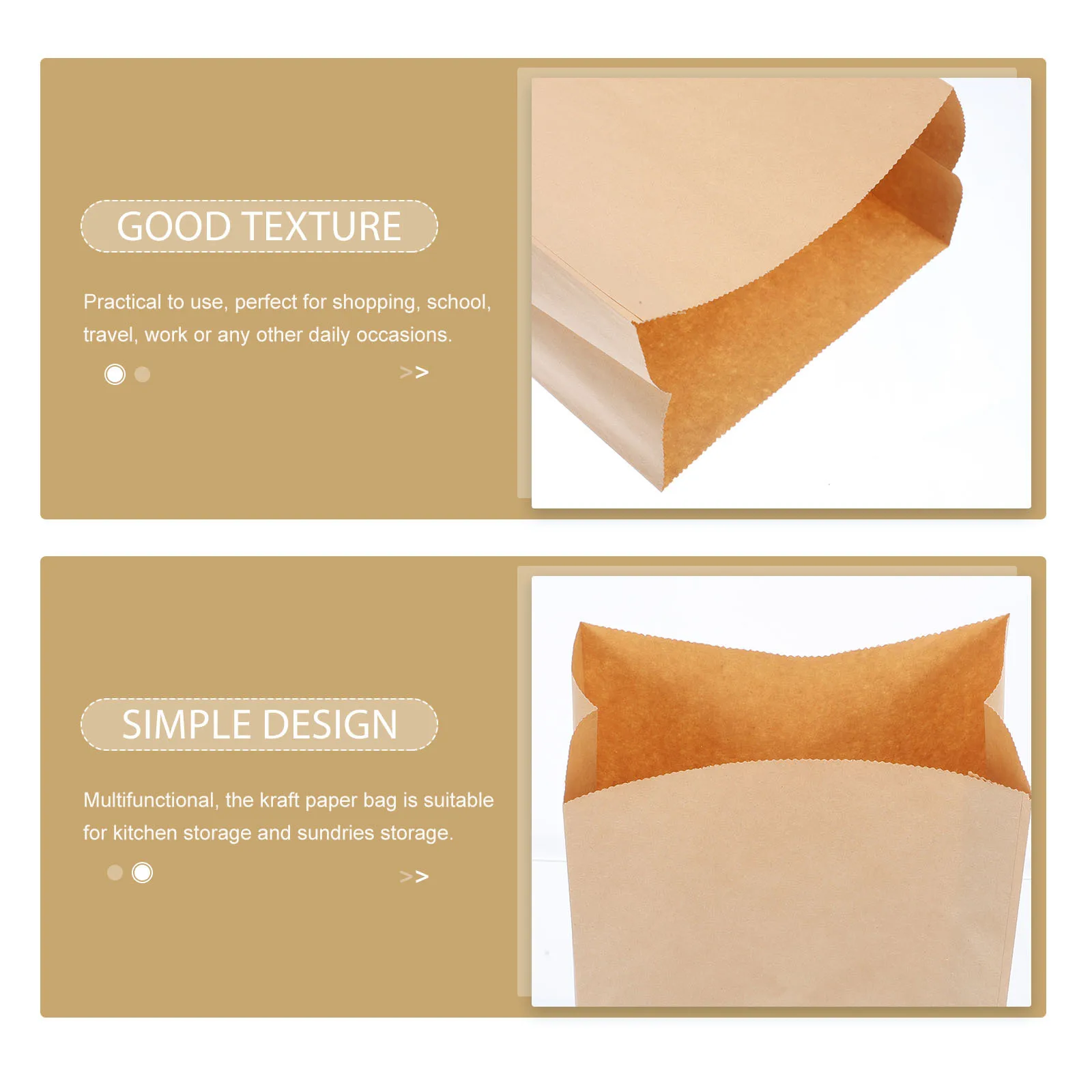 

20Pcs Kraft Paper Bags Foldable Reusable Vegetable Fruits Grocery Storage Pouch Large Thick Snack Bread Sandwich Food Storage