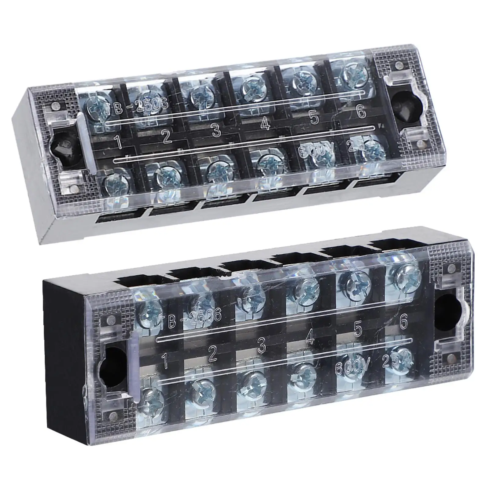 

5Pcs Copper Dual Rows Covered Screw Barrier Terminal Strip Block Wiring Screw Cover Flame Retardant Terminal Strip Block