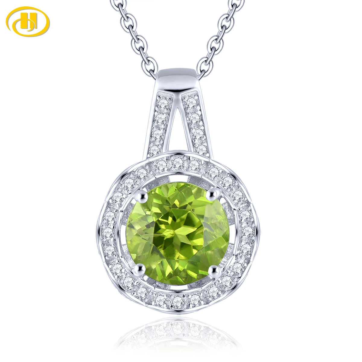 

Подвески из натурального перидота и стерлингового серебра, 3,5 карата, подлинный камень августа, романтический элегантный дизайн, подарки на день рождения для женщин