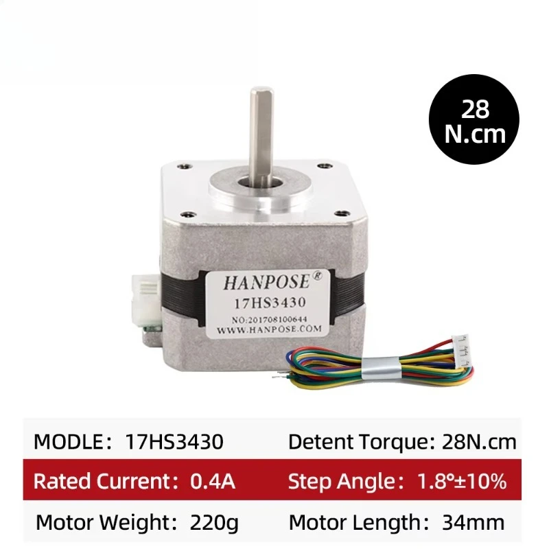 17 stepper motor 17HS3430-DBX 2 phase 0.4a 28N.CM 1.8 degrees suitable for numerical control milling machine intelligent 12v