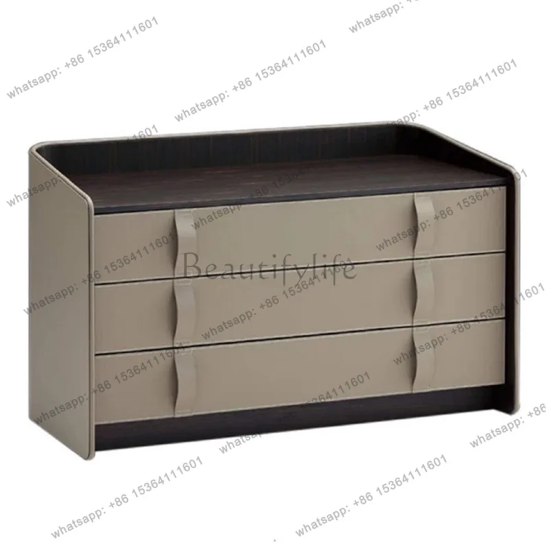 Italian minimalist solid wood, silent wind, porch cabinet, walnut storage, modern simplicity