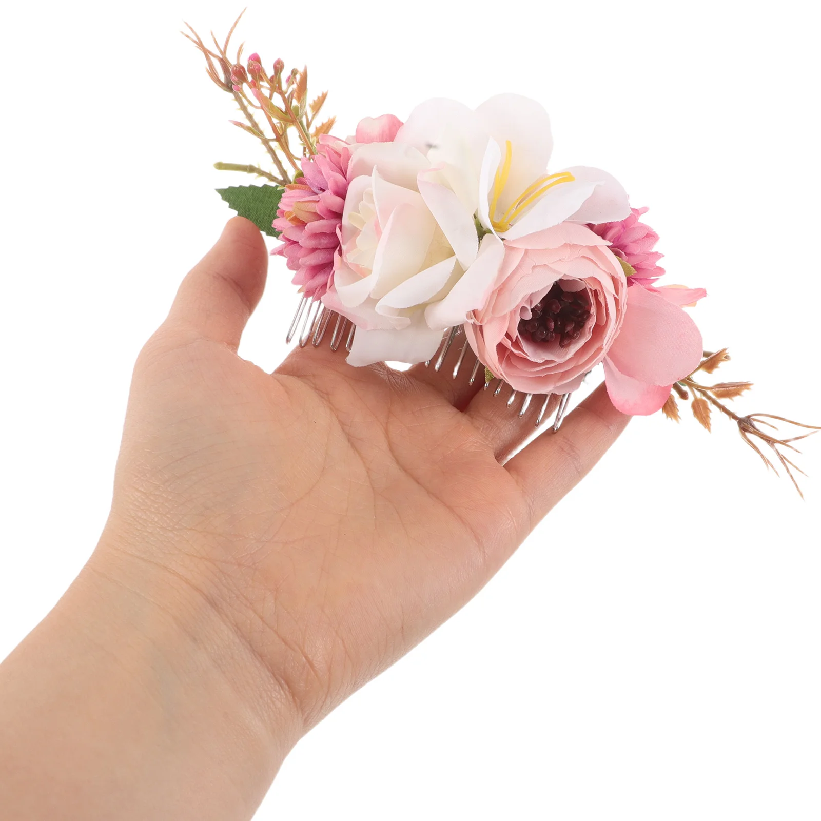 

2 Pcs Simulated Flower Hair Comb Bridal Headpiece Wedding Accessories Bride Accessory Polyester