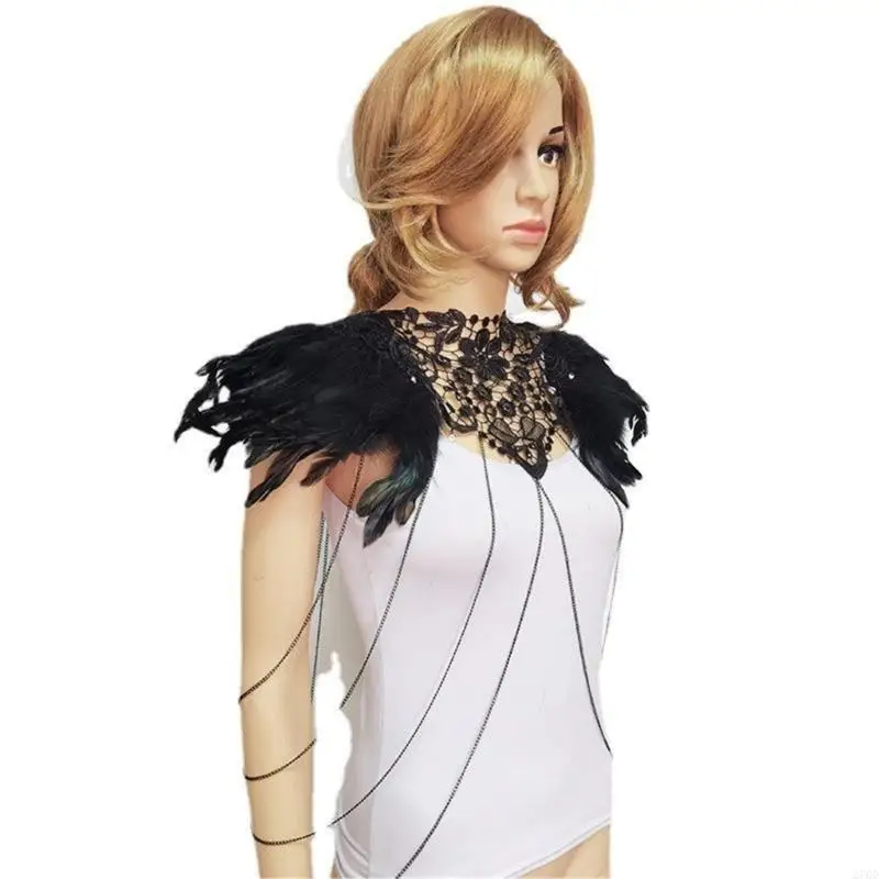 270D Epaulette Shoulder Wrap Lace Shoulder Necklace Chain Harness Body Chain Body Jewelry for Halloween Party
