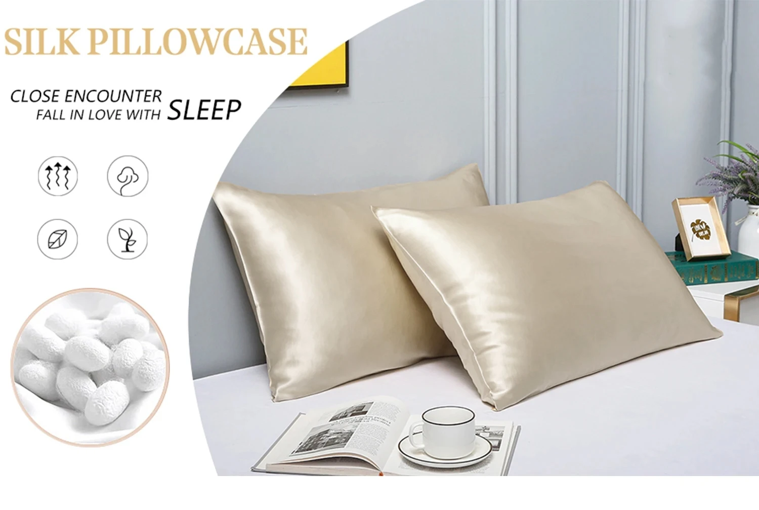 1pair Zipper Pillowcase Both Sides 100% Mulberry Nature Silk Pillow Case For Healthy Single Pillow Cover