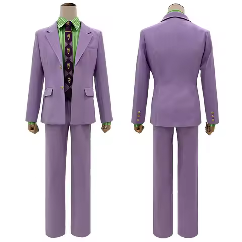 JoJo Anime Kira Yoshikage Cosplay Costume Suit Shirt Pants Tie Animation Convention Halloween Christmas Daily Wear