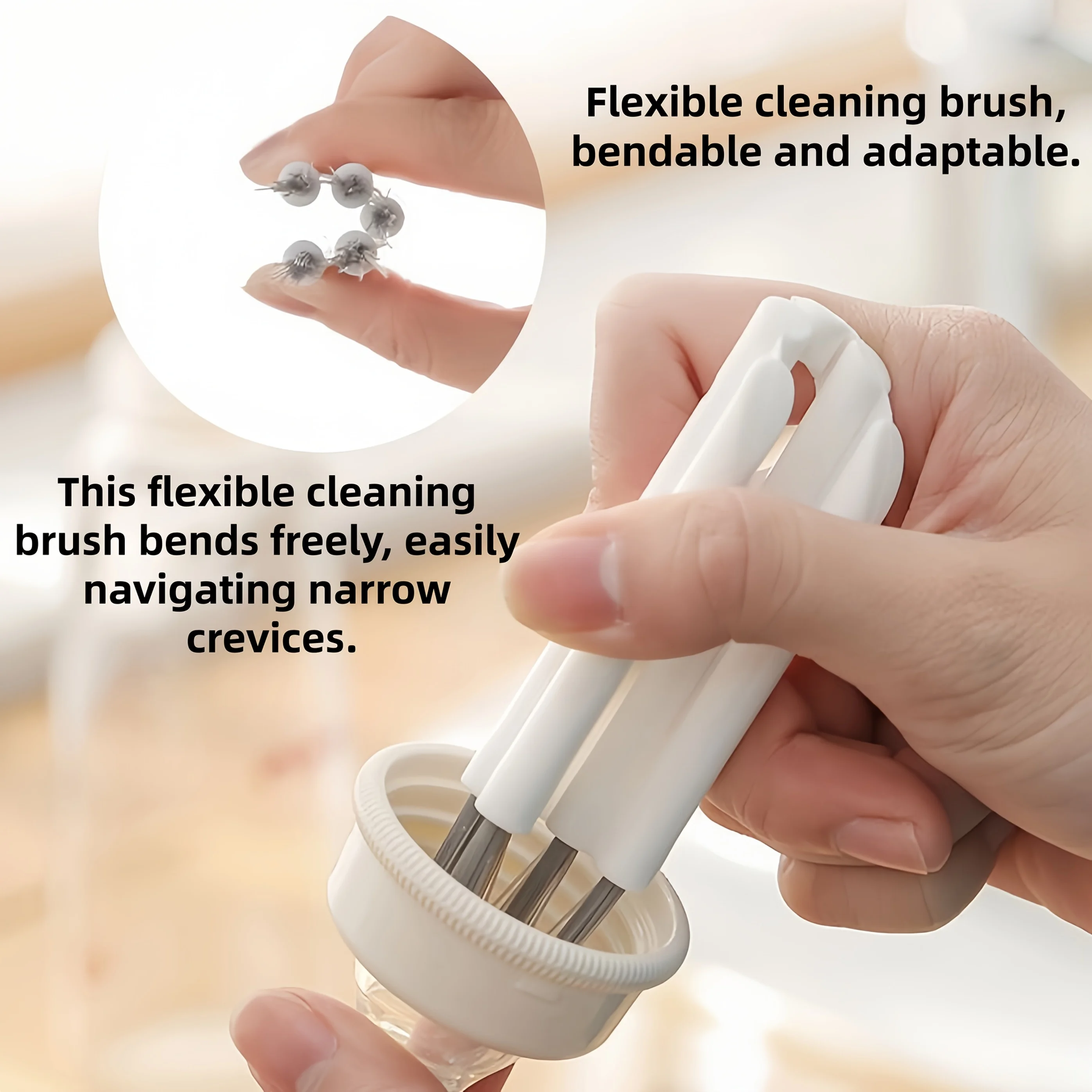 Close-up of the soft bristles of the cleaning brush