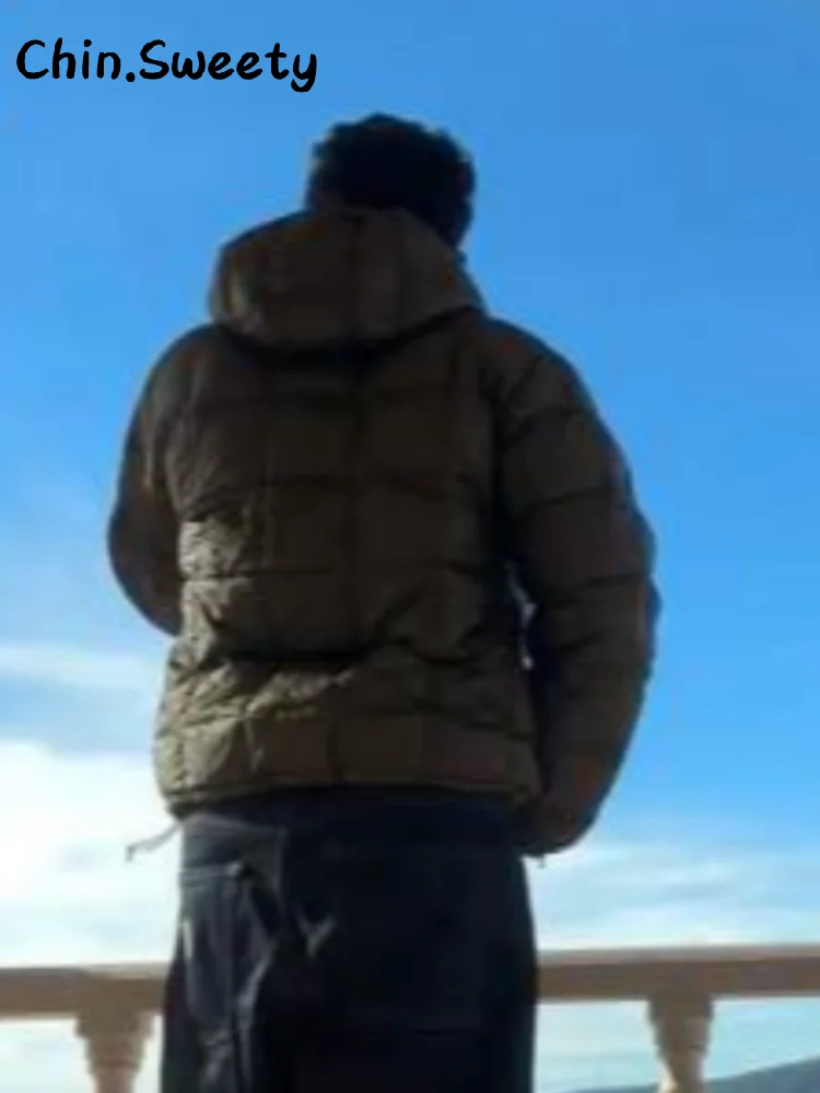 Chic Women's Hooded Puffy Quilted Cotton Coats Loose Solid Full Sleeve Zipper Pockets Jacket 2025 Winter Lady Commute Outwear