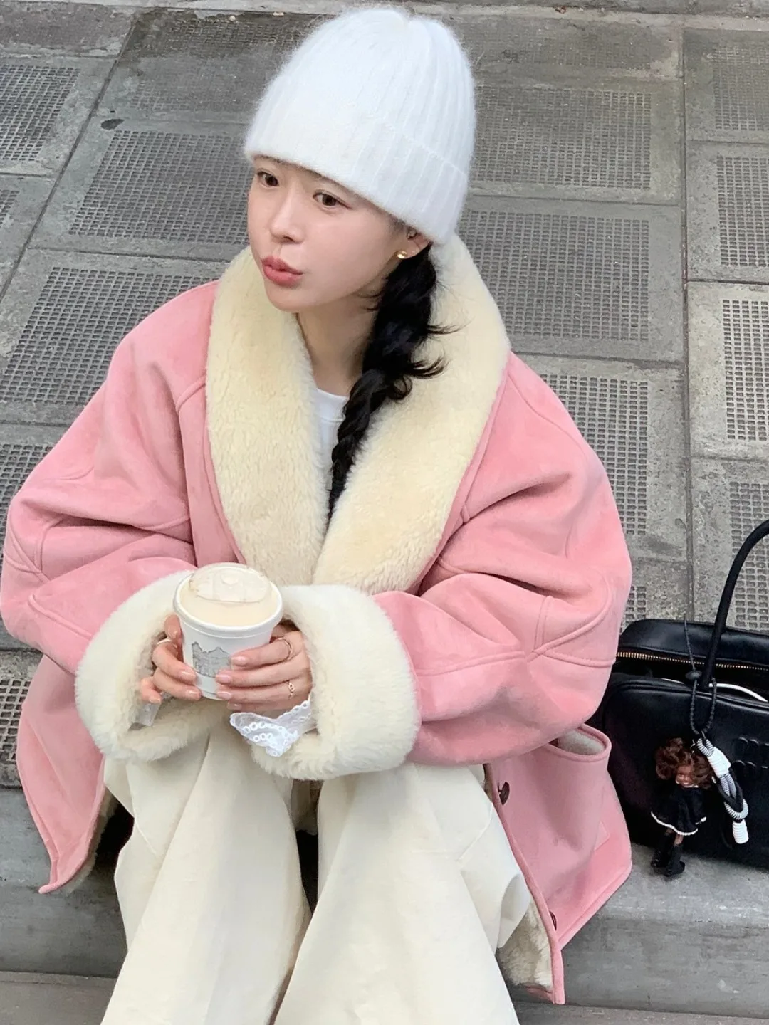 Korean Sle Sweet Cute Lamb Fur Jaet Coat Women's Winter New Thiened Simulation Fur Coat Polyester Fiber Stand Version