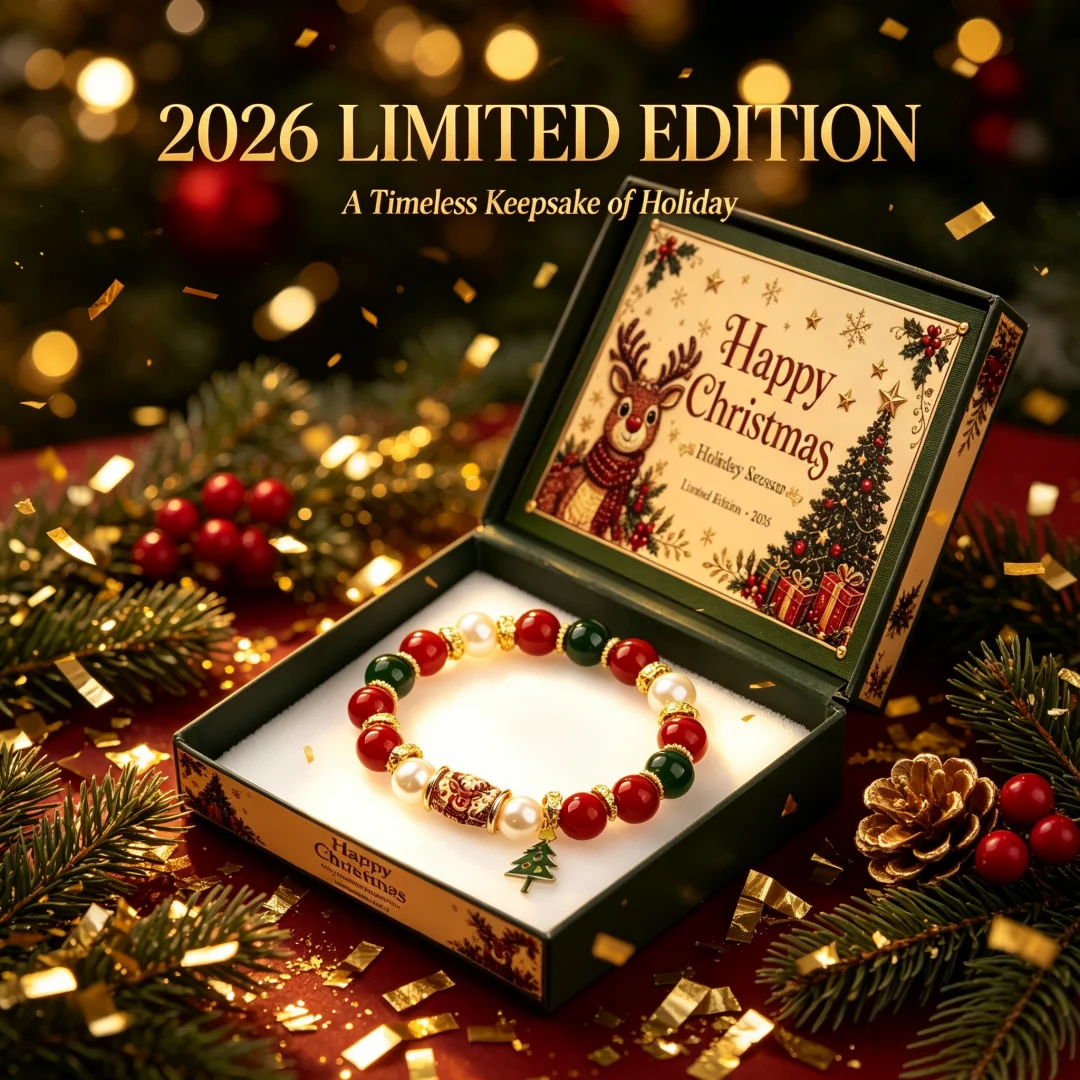 2026 Limited Edition Christmas Magic Collection Bracelet, Stretch Beaded Bracelet with Santa Tree Reindeer Stocking Charms