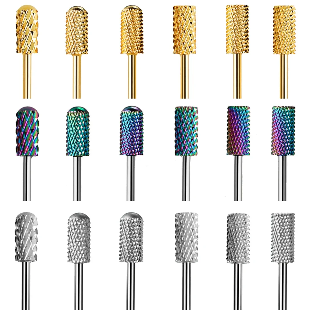 Milling Cutter Golden Tungsten Carbide Nail Drill Bits For Electric Nail Drill Manicure Machine Pedicure Nail Files Accessories