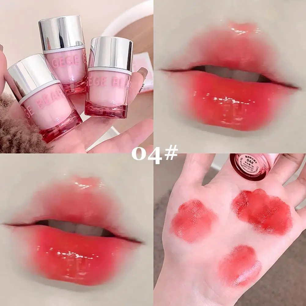 5 สี Mirror Water Lip GLOSS Moisturizer Jelly Liquid ลิปสติก Waterproof Lasting Red Lip Tint เกาหลีแต่งหน้าเครื่องสําอาง