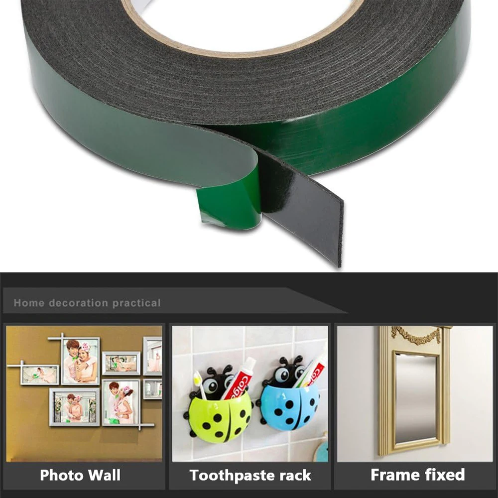 10M Double Sided Foam Tape 8-50cm Width Black PE Sponge Ultra-strong Self-adhesive Waterproof Heavy Duty Mounting Tape for Decor